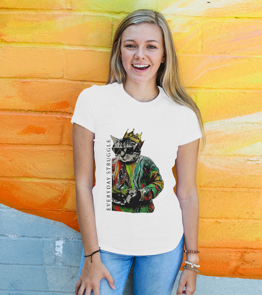 Everyday Struggle Notorious B.I.G Cat Meme Crown Sunglasses T-Shirt