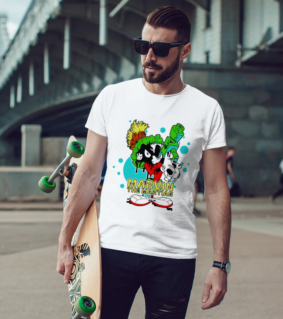 Marvin The Martian Retro Cartoon Character With Ray Gun T-Shirt