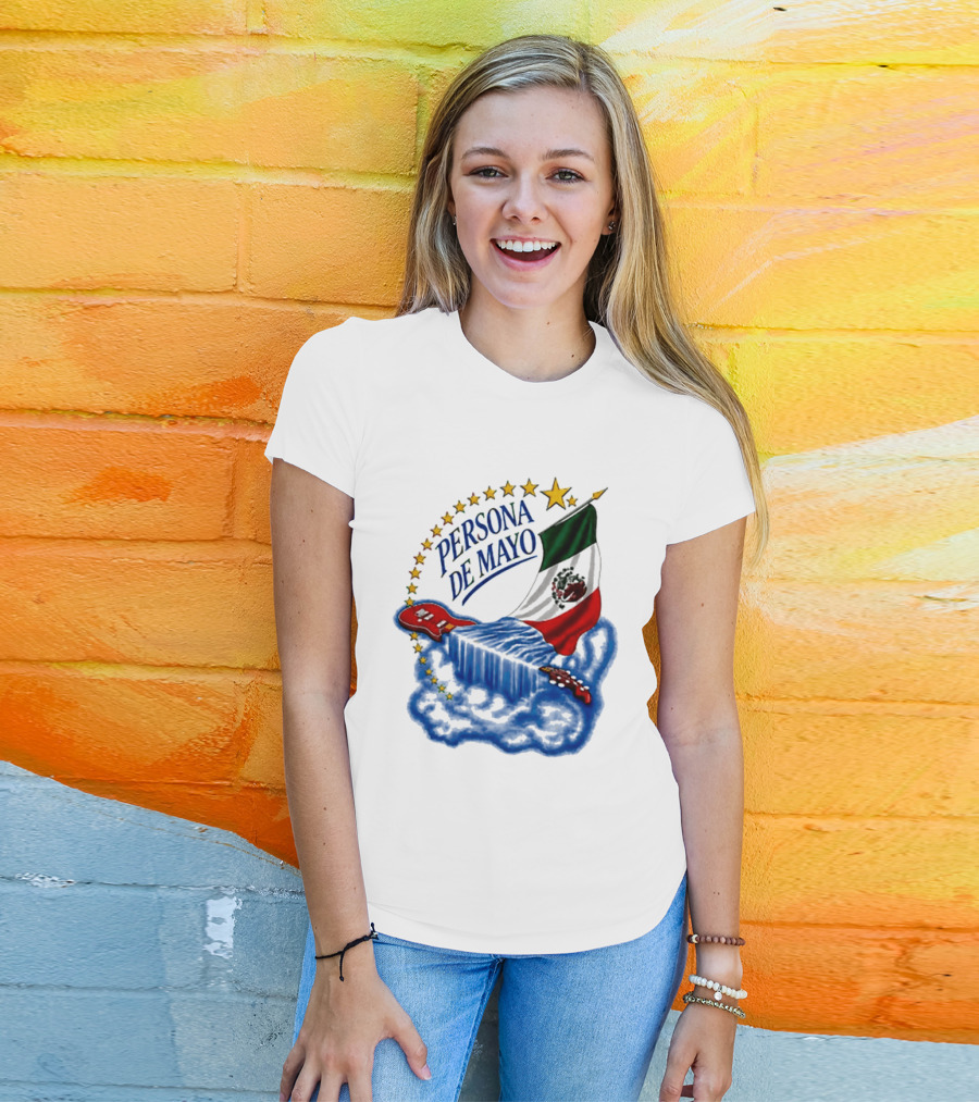 Persona De Mayo Mexican Flag Guitar Star Celebration T-Shirt