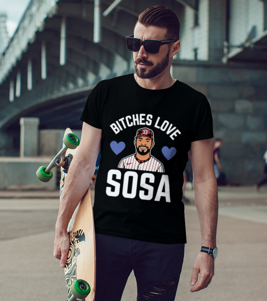 Bitches Love Sosa Edmundo Sosa Baseball Player 33 Hearts T-Shirt