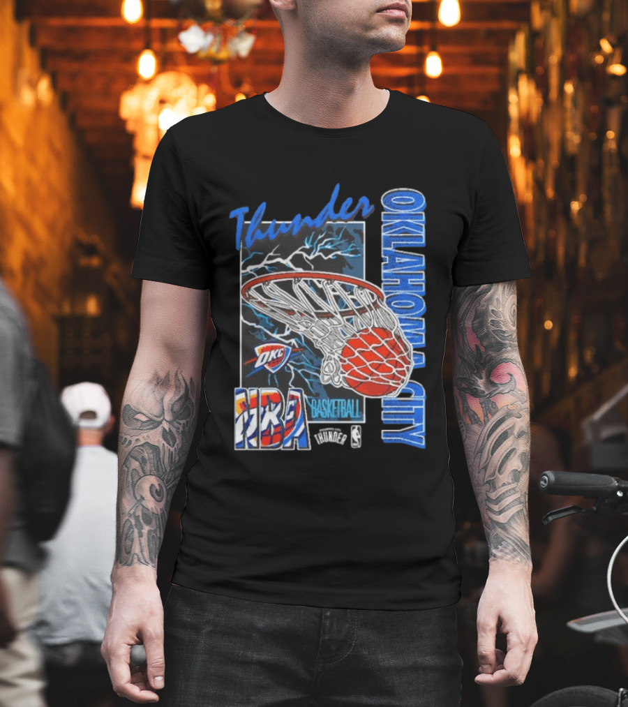 Oklahoma City Thunder NBA Basketball Net Lightning OKC T-Shirt