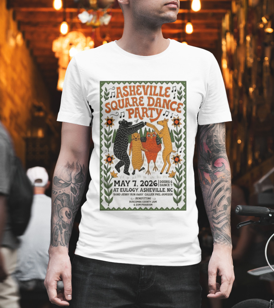 Asheville Square Dance Party May 7 2026 Eulogy NC Buncombe County Jam Benefit T-Shirt
