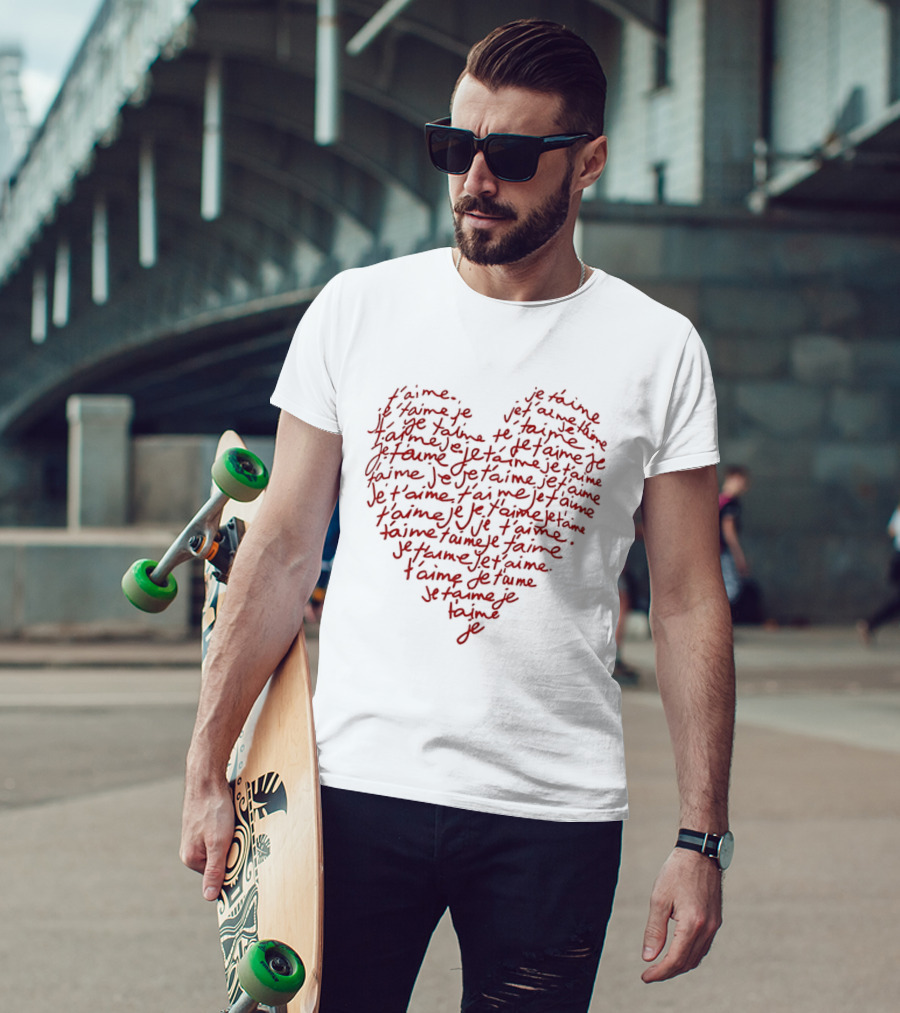 Je T'Aime Repeated Red Heart Shape T-Shirt