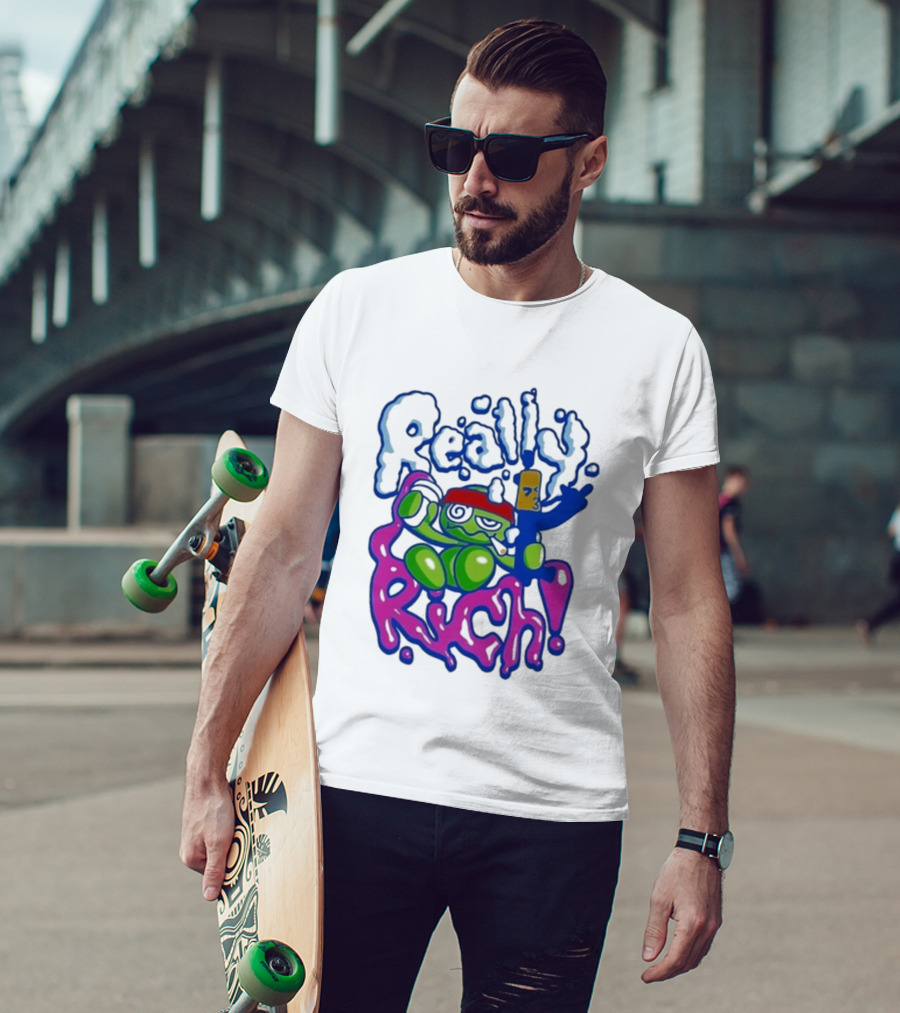 Really Rich Frog With Red Headband And Bottle T-Shirt