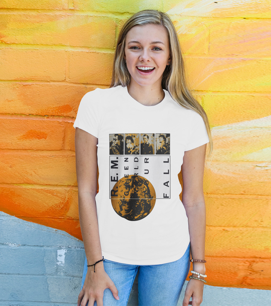 R.E.M. 1989 Green World Tour Fall Vintage Planet Band Photography T-Shirt