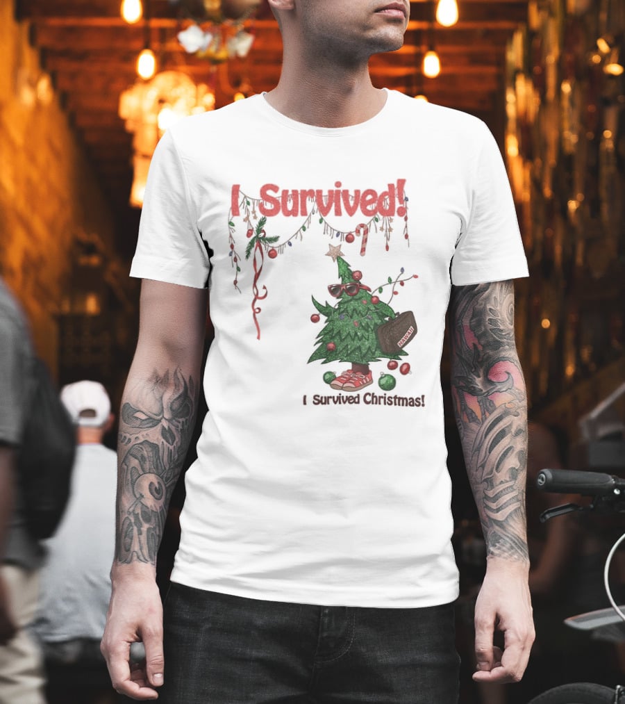 I Survived Christmas Funny Holiday Tree Celebration T-Shirt