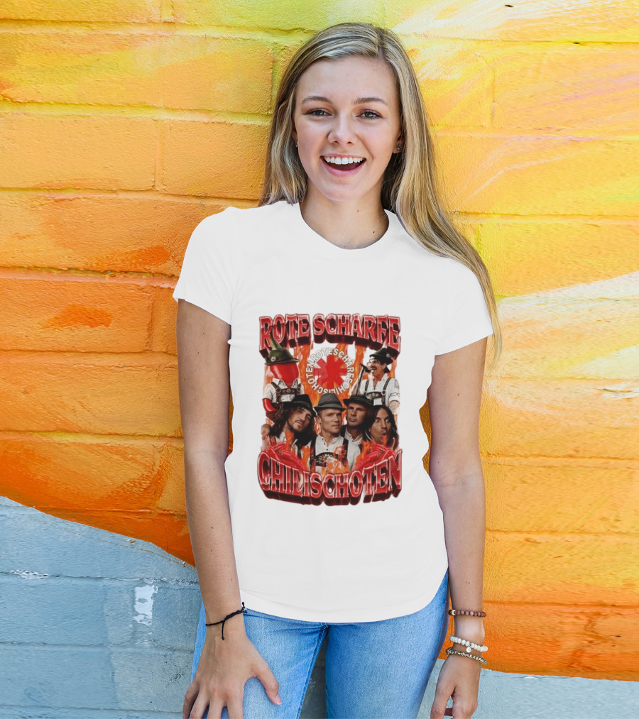 Rote Scharfe Chilischoten Lederhosen Band Mitglieder Custom T-Shirt