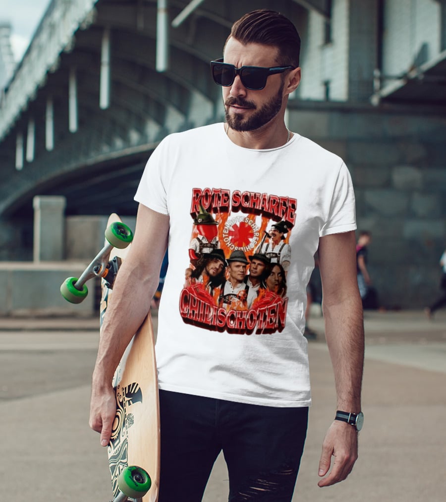 Rote Scharfe Chilischoten Lederhosen Band Mitglieder Custom T-Shirt