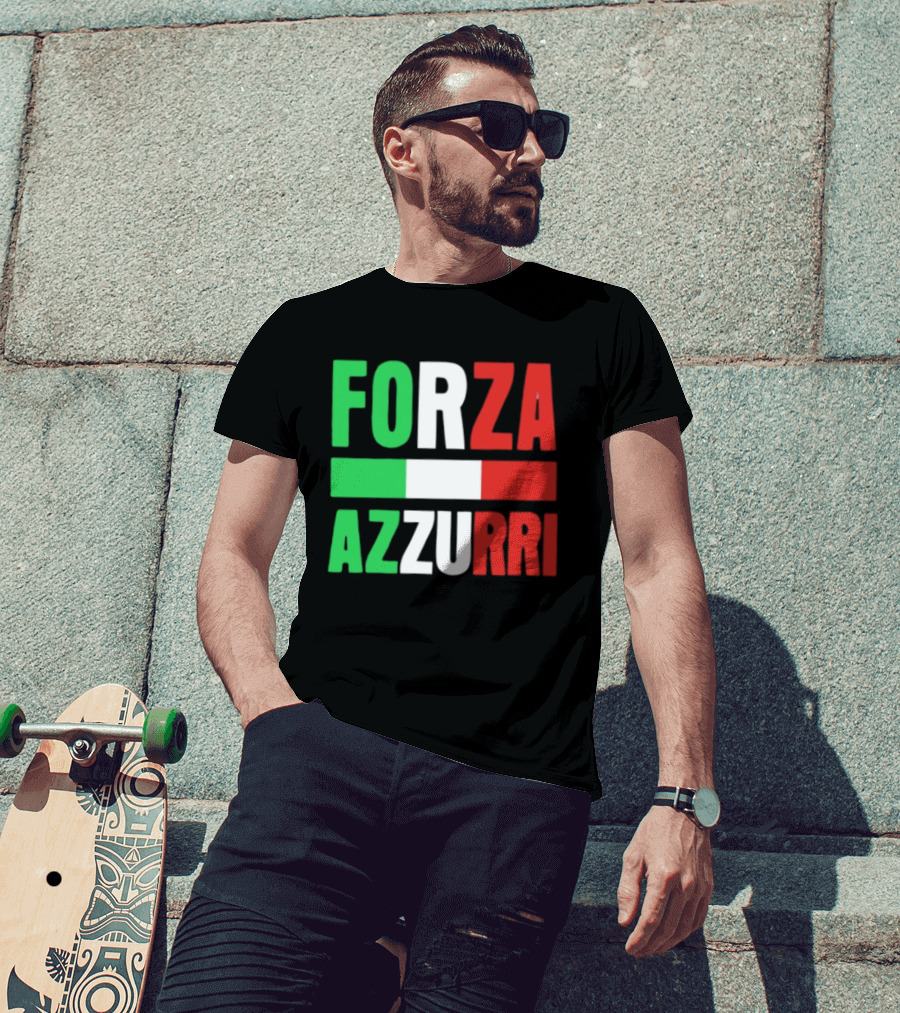 Forza Azzurri Italy Italian Flag Supporters T-Shirt