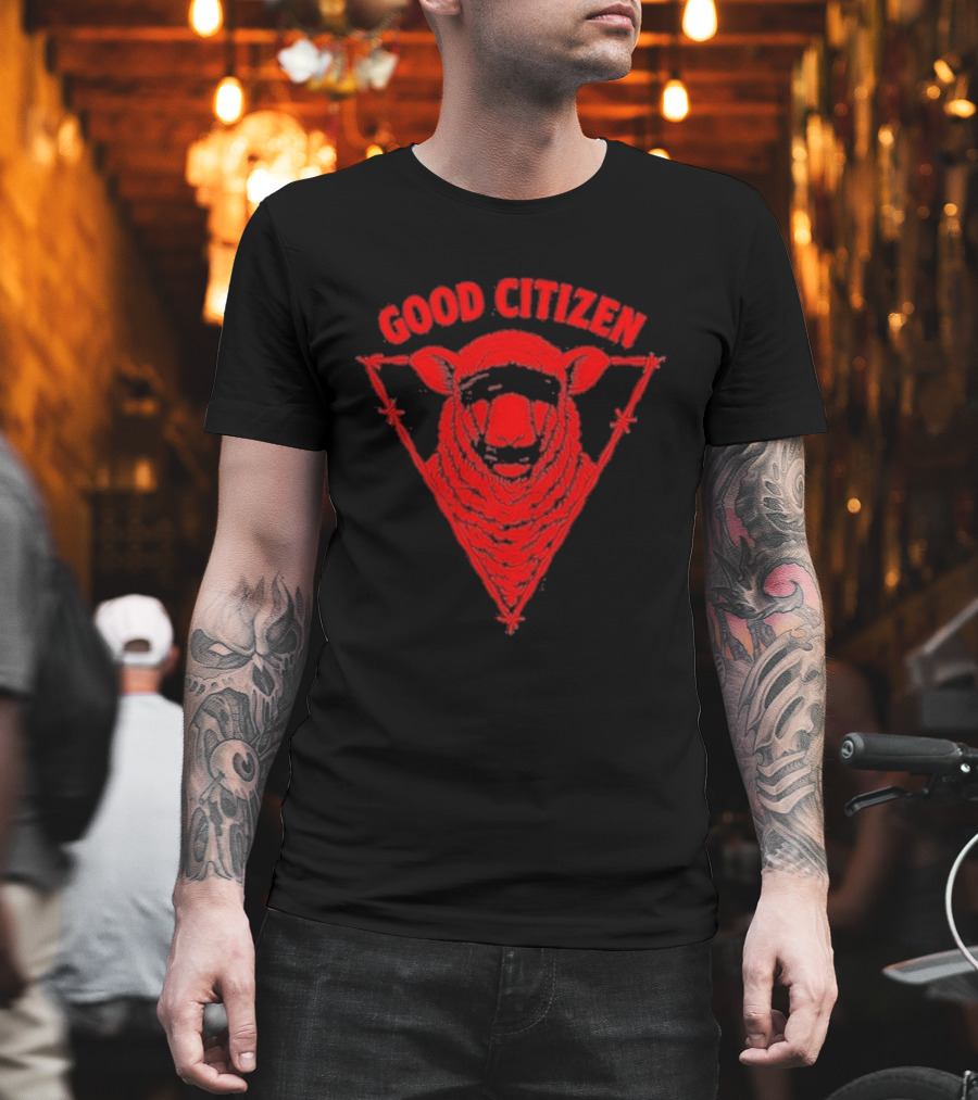 Good Citizen 2025 Sheep Symbol Barbed Wire Triangle T-Shirt