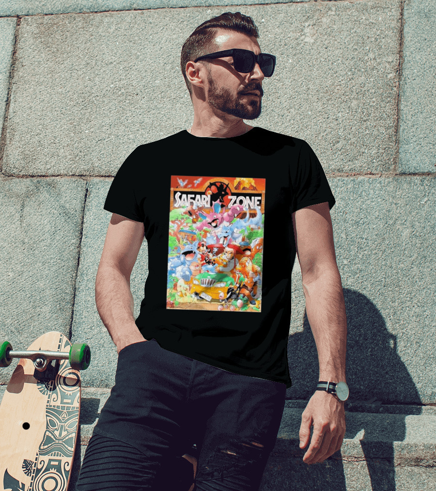 Safari Zone Adventure Pokémon Characters And Professor Interaction T-Shirt