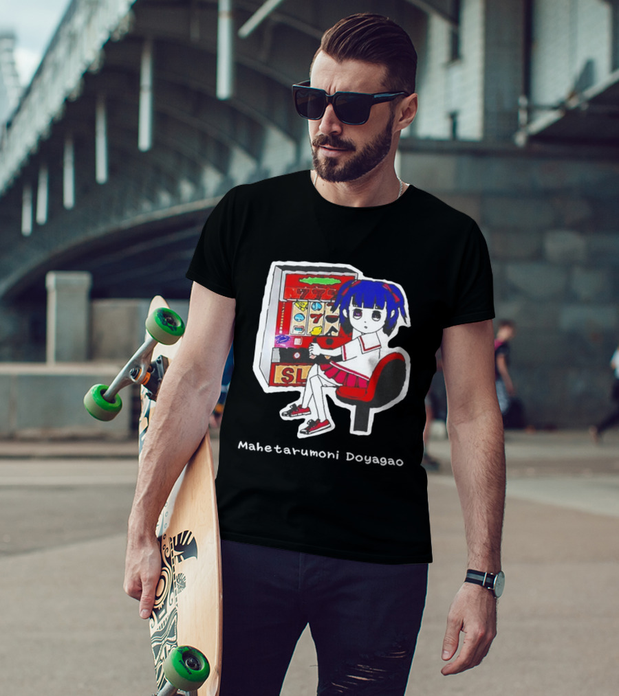 Production Jinrikisha Mahetarumoni Doyagao Anime Girl Slot Machine Seven Seven Seven T-Shirt