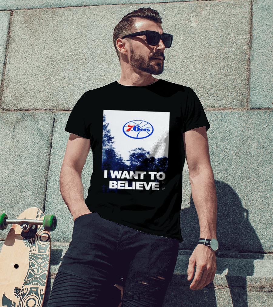Philadelphia 76ers 6ers I Want To Believe UFO Basketball T-Shirt