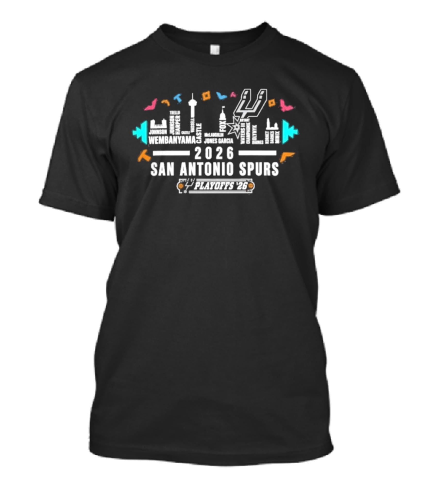 San Antonio Spurs 2026 Roster Skyline Team Spirit T-Shirt