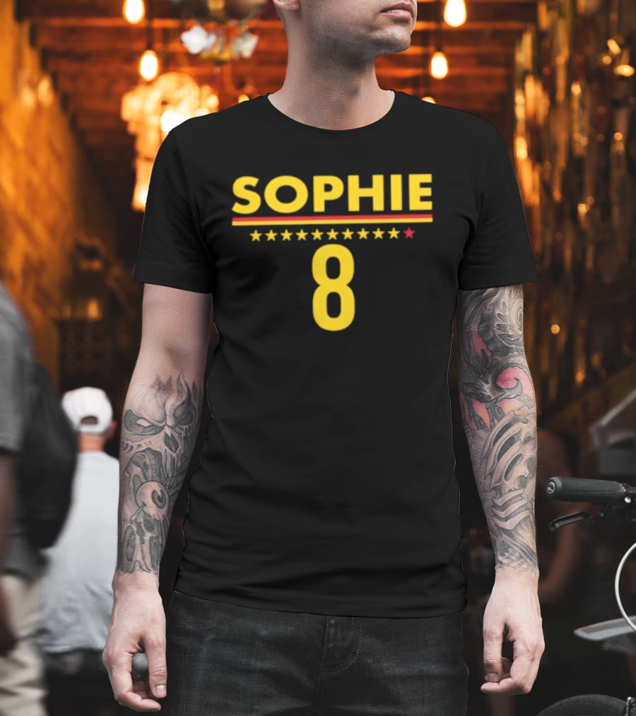 Sophie 8 Star Yellow Red Line Indiana Fever 2026 WNBA Season T-Shirt