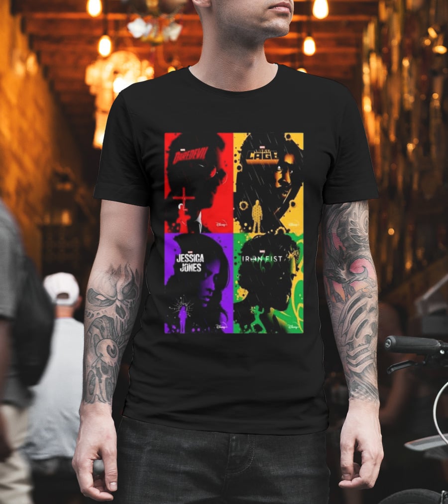 Marvel Daredevil Jessica Jones Luke Cage Iron Fist Heroes Disney T-Shirt