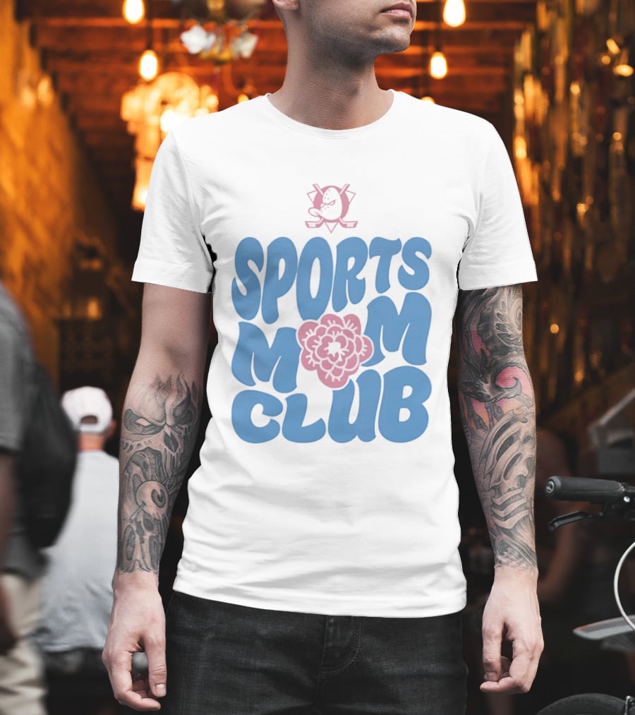 Anaheim Ducks Sports Mom Club Floral Lettering T-Shirt