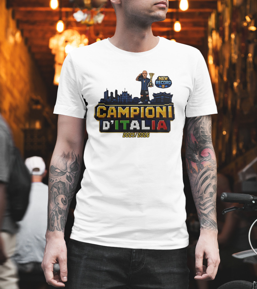Campioni D'Italia 2025 2026 Inter Milan New Record City Skyline T-Shirt