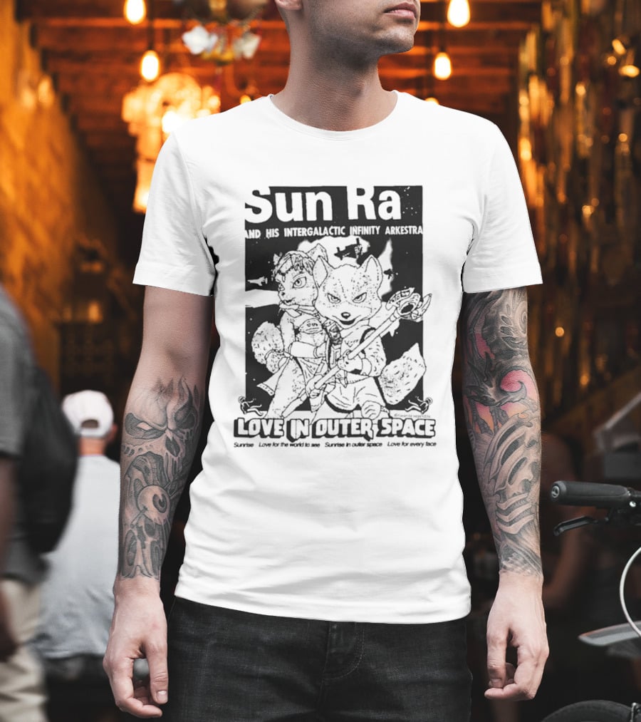 Sun Ra And His Intergalactic Infinity Arkestra Love In Outer Space Visual With Cartoon Characters T-Shirt