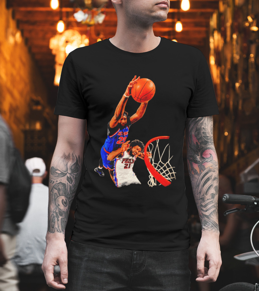 New York Knicks Mitchell Robinson Dunking On Philadelphia 2026 T-Shirt
