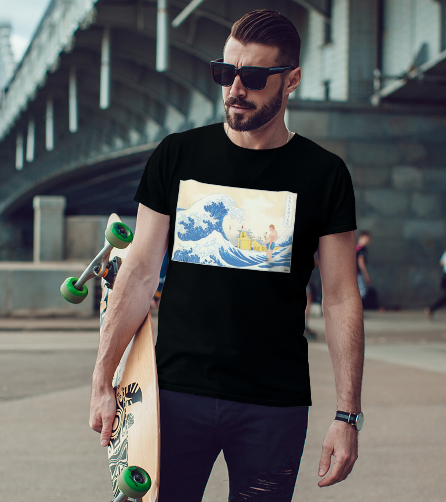 The Great Wave Salthill Swimmer And Diving Board Scene T-Shirt