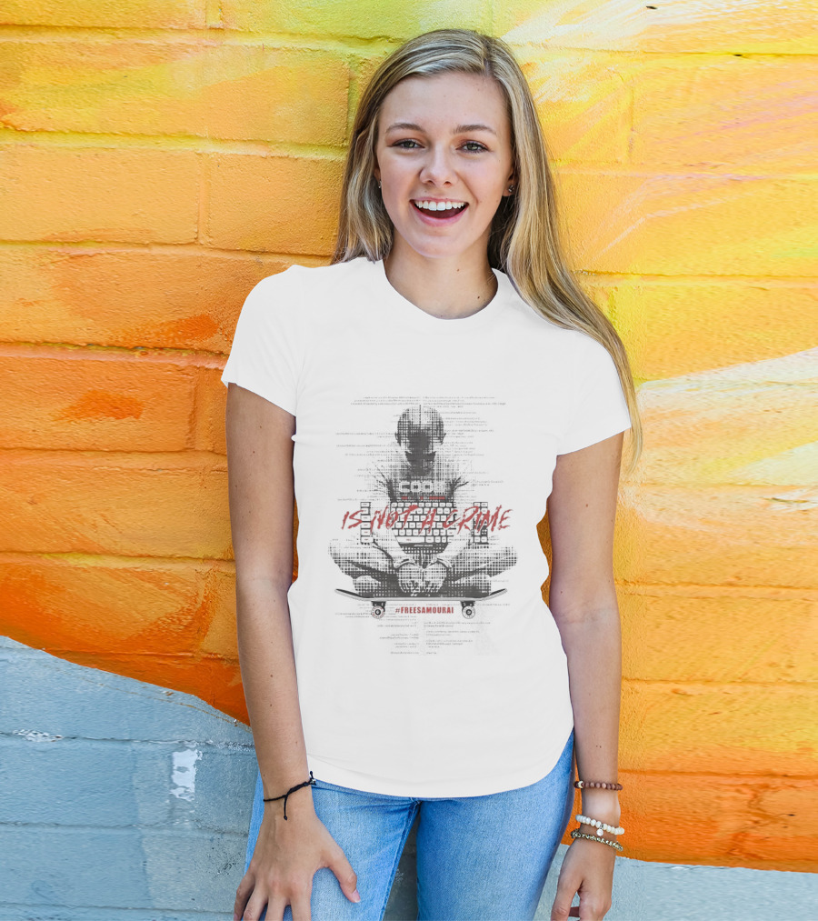 Coder Figure With Binary Text Code Is Not A Crime T-Shirt