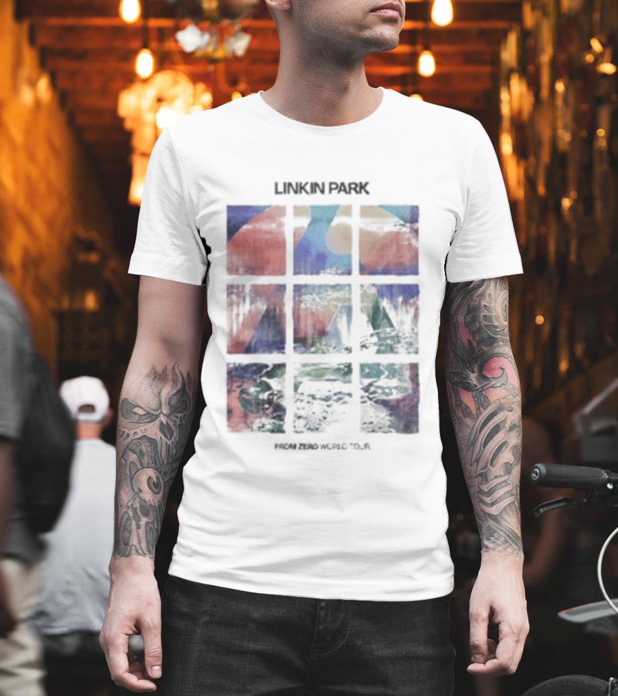 Linkin Park Fz World Tour Australia 2026 Colorful Abstract Squares T-Shirt