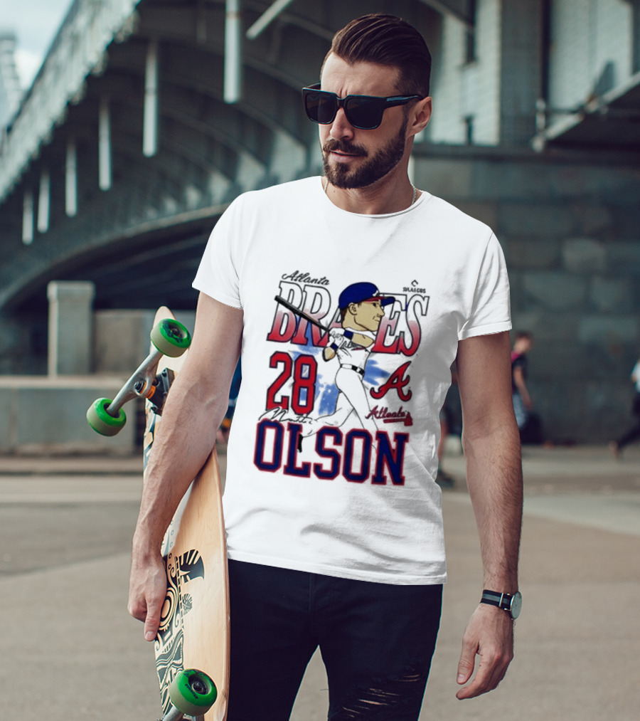 Atlanta Braves 28 Olson Caricature T-Shirt