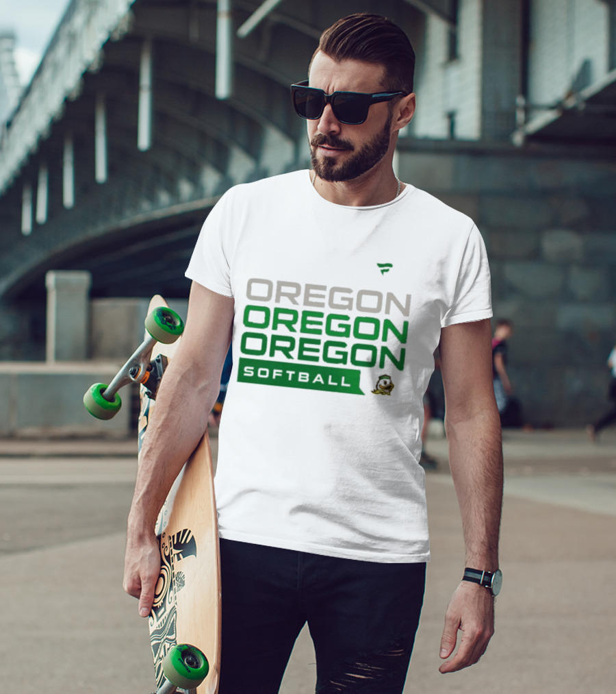 Oregon Ducks Softball Triple Oregon Text Tri Blend T-Shirt