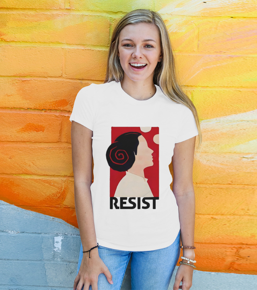 Princess Leia Resist Style Icon With Red And White T-Shirt