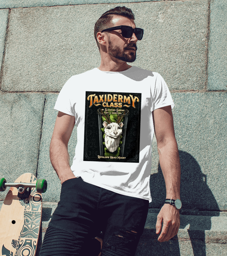 Taxidermy Class Sleeping Sirens Art Oddities Ratalope Head Mount T-Shirt