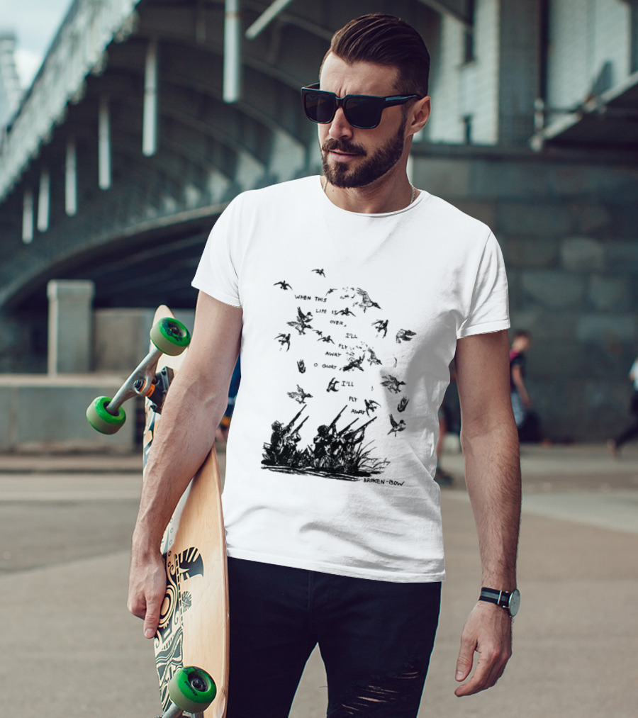 When This Life Is Over I'll Fly Away Glory Bird Silhouette Clouds T-Shirt