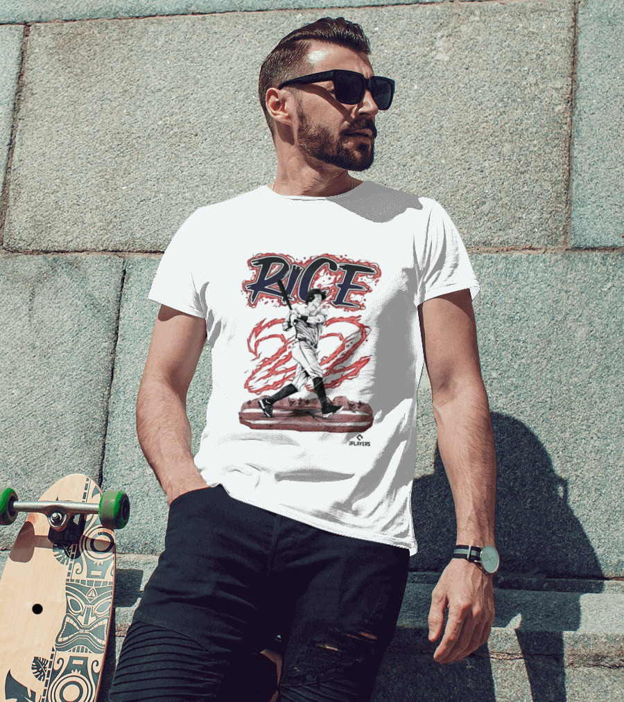 Rice 22 Power Swing Baseball Player Action T-Shirt
