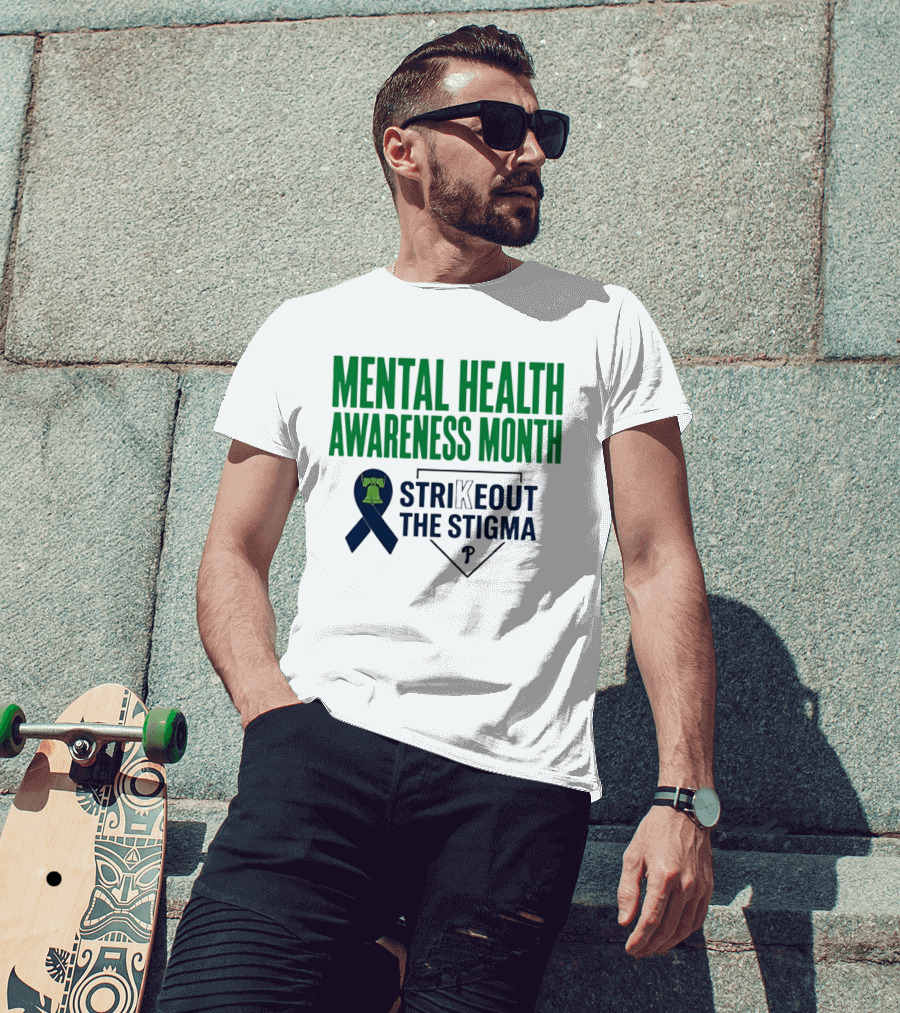 Philadelphia Phillies Mental Health Awareness Month Strikeout The Stigma T-Shirt