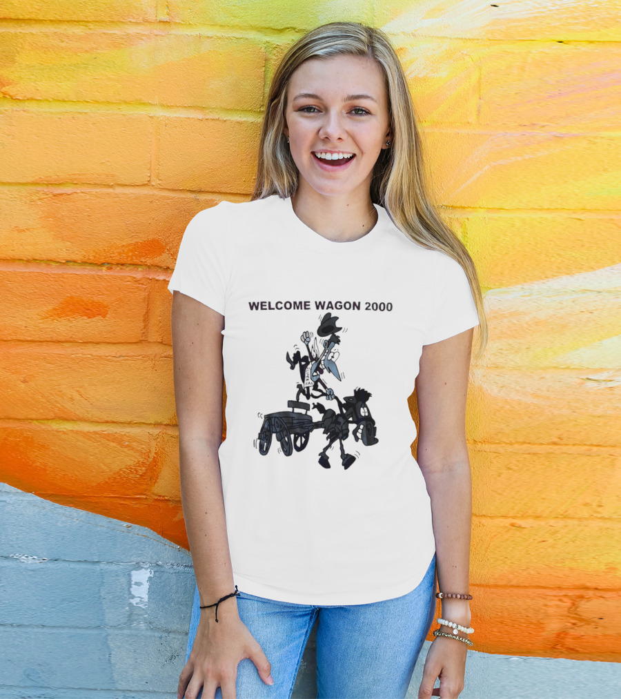 Welcome Wagon 2000 Cartoon Cowboy On A Horse T-Shirt