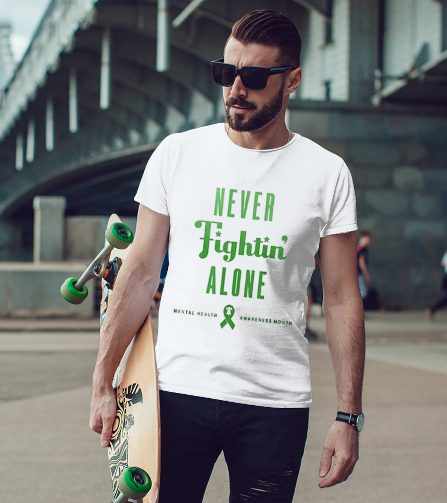 Philadelphia Phillies Never Fightin' Alone Mental Health Awareness Strikeout Stigma T-Shirt