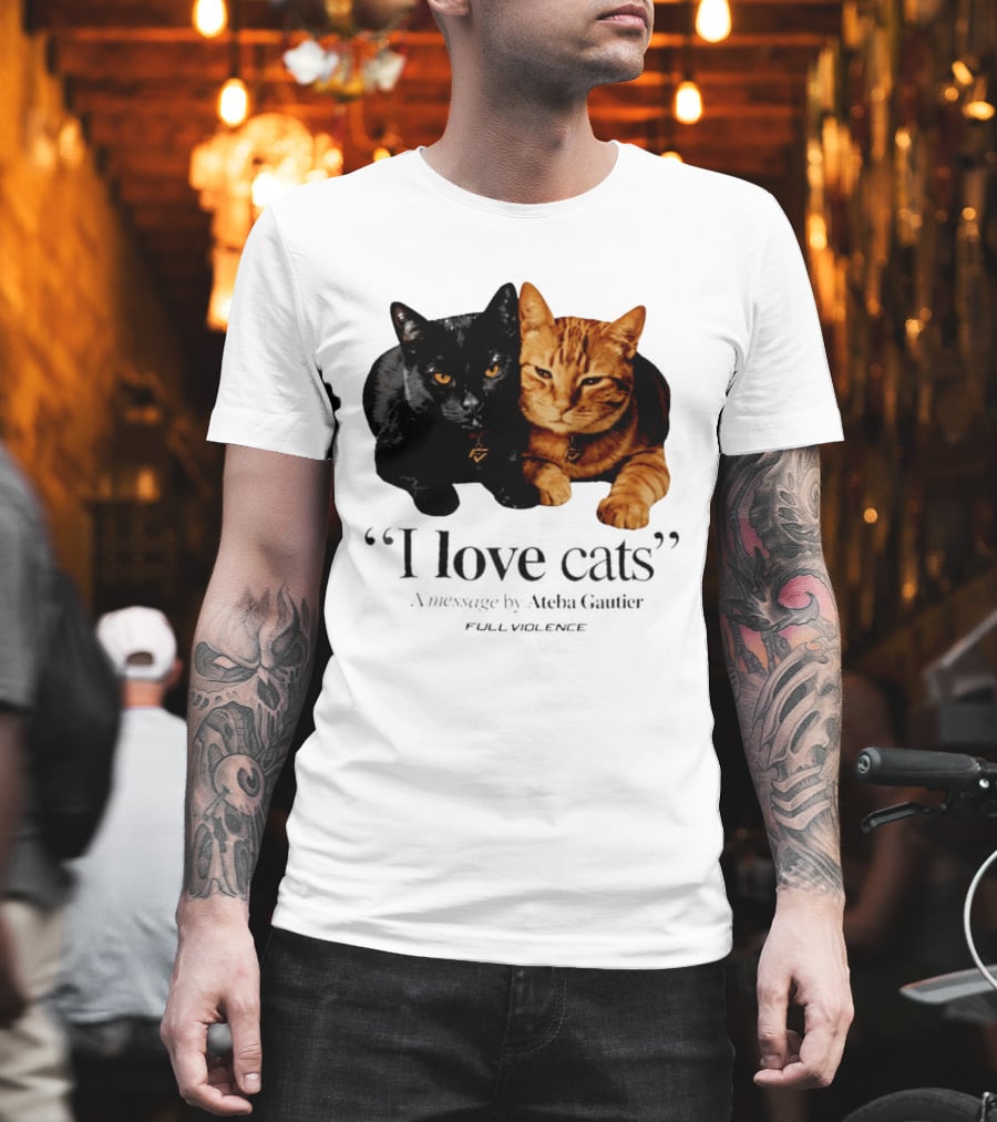 I Love Cats Ateba Gautier Full Violence Black And Ginger Cat Duo T-Shirt
