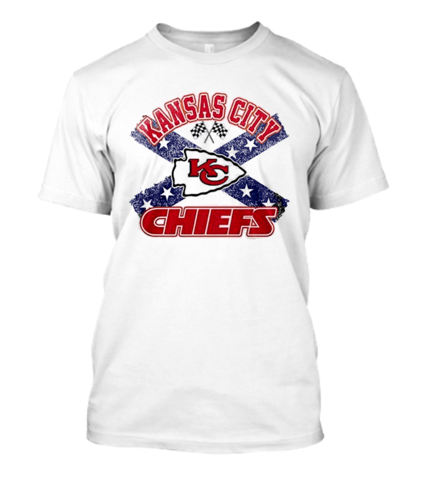 Kansas City Chiefs KC Red Logo Stars And Bars Caricature T-Shirt