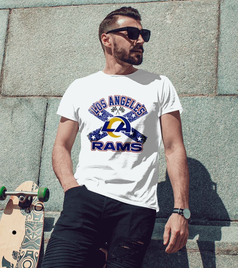 Los Angeles Rams LA Dukes Of Hazzard Crossed Flags T-Shirt