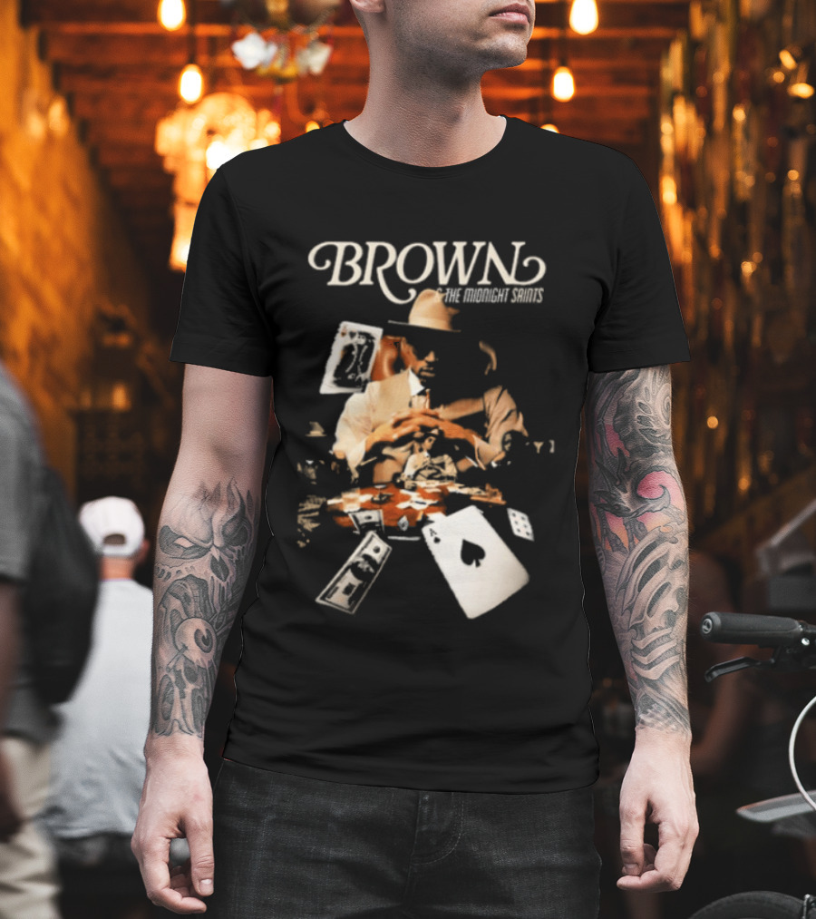 BROWN The Midnight Saints Playing Cards And Chips Explosion T-Shirt