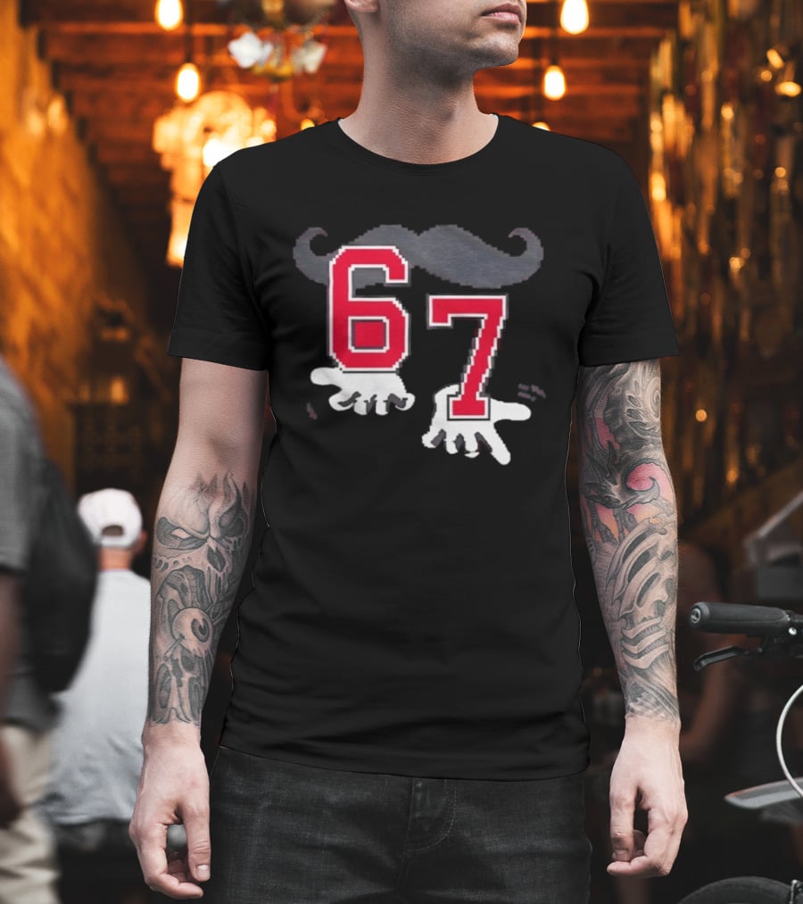 Cincinnati Reds 67 Beard Meme Moustache Hands T-Shirt