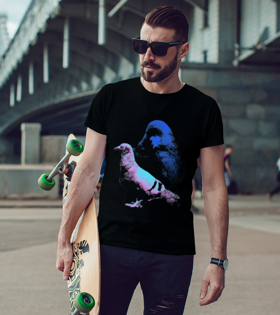 It's Just A Pigeon Neon Duo Bold Colors Contrast T-Shirt
