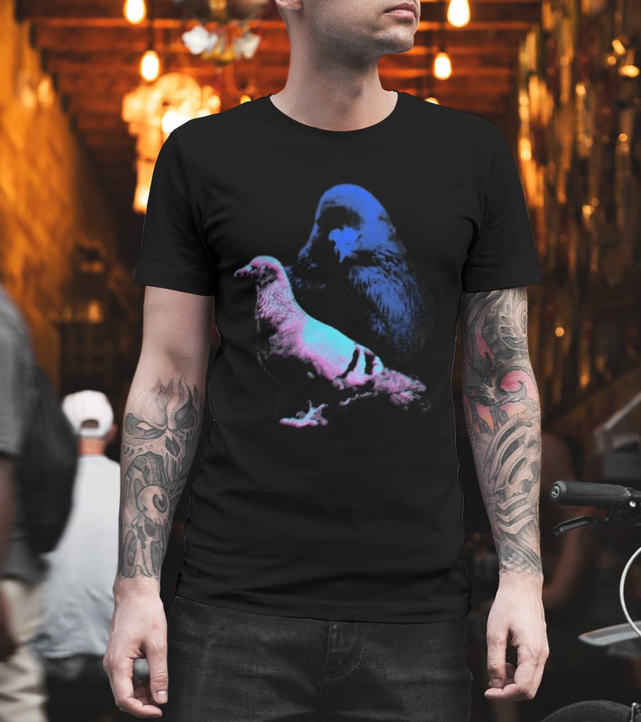 It's Just A Pigeon Neon Duo Bold Colors Contrast T-Shirt
