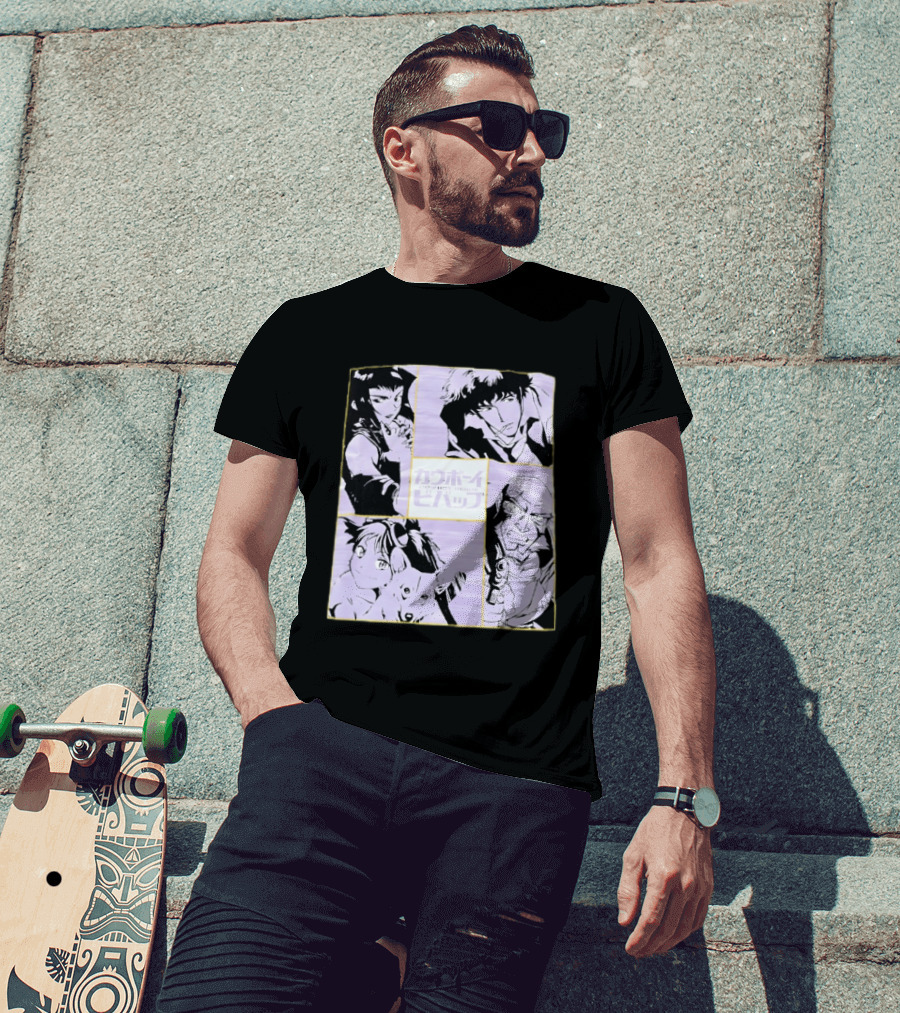 Cowboy Bebop Anime Characters Collage Faye Spike Ein Jet T-Shirt