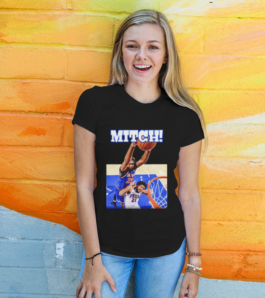 MITCH Dunk Over NBA Rival Philadelphia Joel Embiid Mitchell Robinson Knicks Game 4 T-Shirt