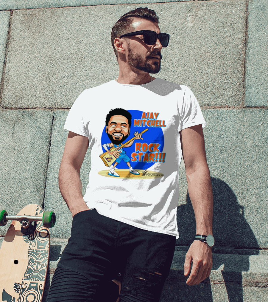 Ajay Mitchell Oklahoma City Thunder Rock Star Basketball Caricature T-Shirt