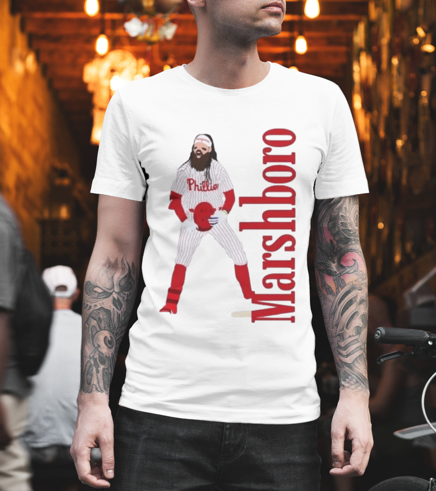 Brandon Marshboro Phillies Player Uniform Red Vertical T-Shirt
