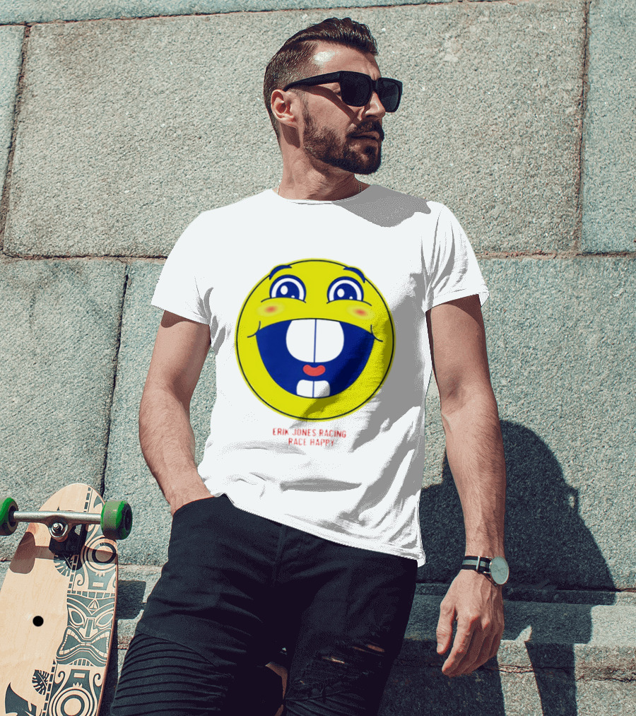 Erik Jones Racing Race Happy Yellow Smiley Face T-Shirt