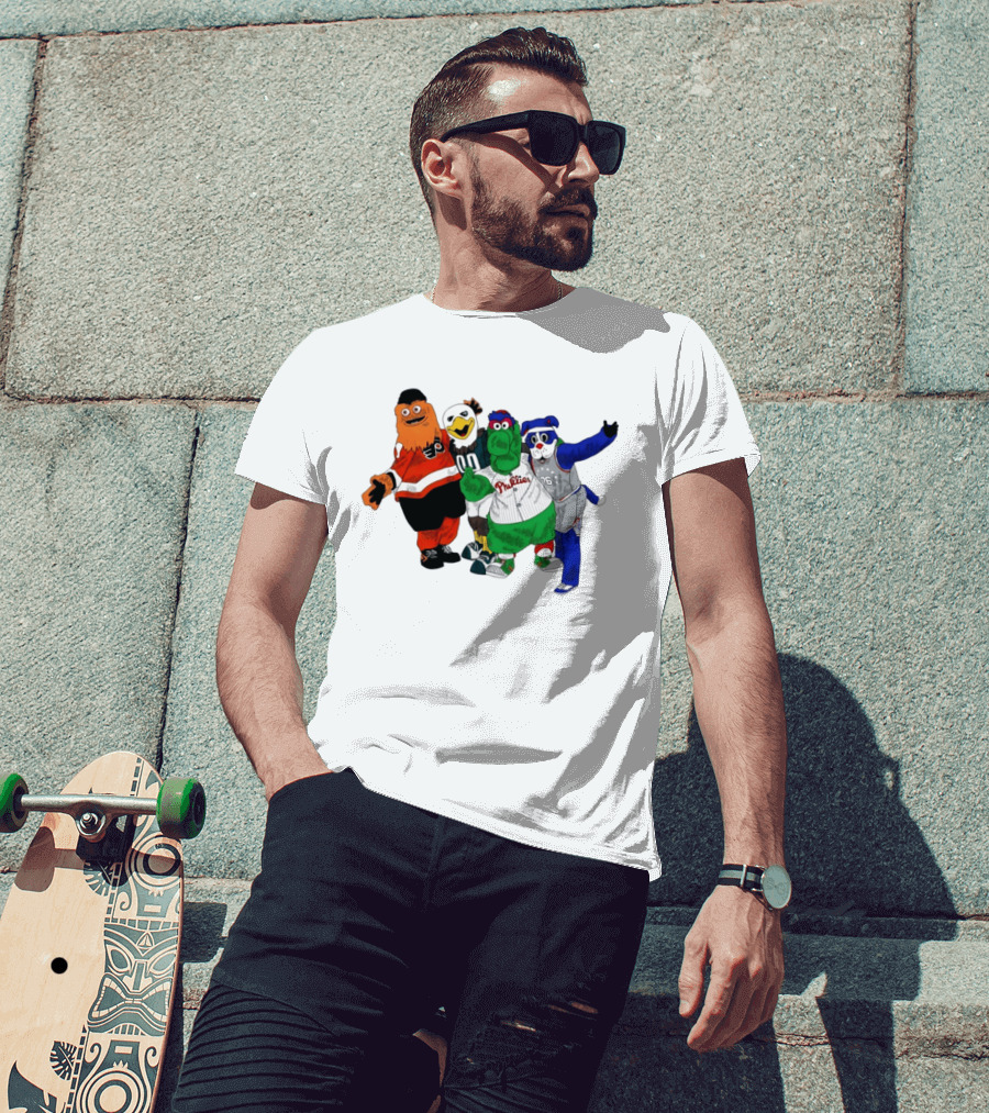 Philly Mascots Gritty Swoop Phanatic Franklin 2026 Sports Characters T-Shirt