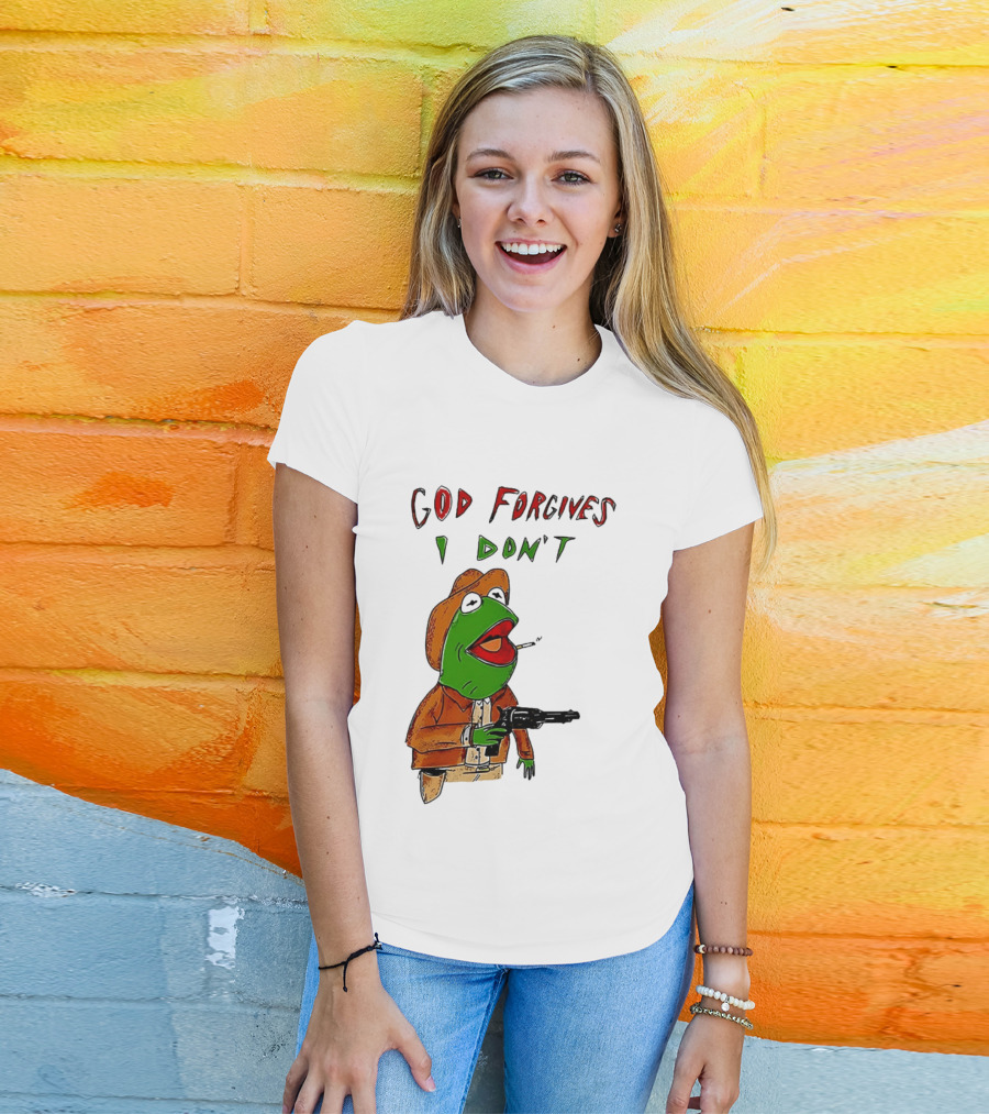 Yeehaw Kermit God Forgives I Don't Cowboy Humor T-Shirt